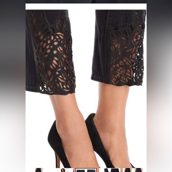 J Brand Joan High-Rise Crop In Moonlight Laser Lace black size 31 NWT - Picture 4 of 6